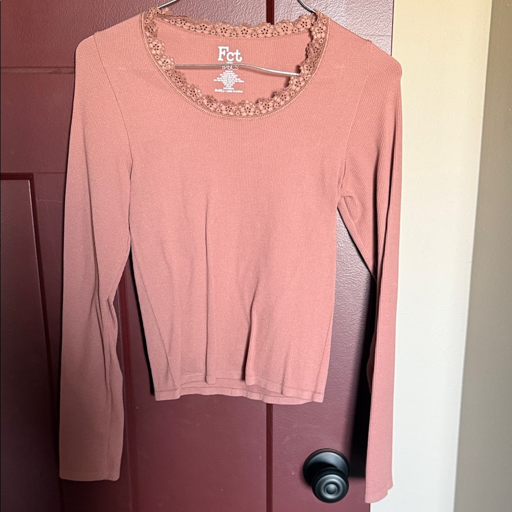 Asics Women's Dusty Pink Lace Trim Blouse